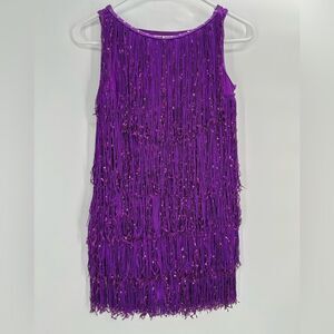 Weissman Dance Purple Fringe Unitard Sparky Flapper Costume Adult Size MA 8/10
